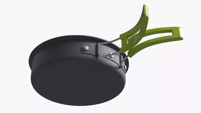 Frying Pan with Chopped Green Onion in Butter 3D model 4