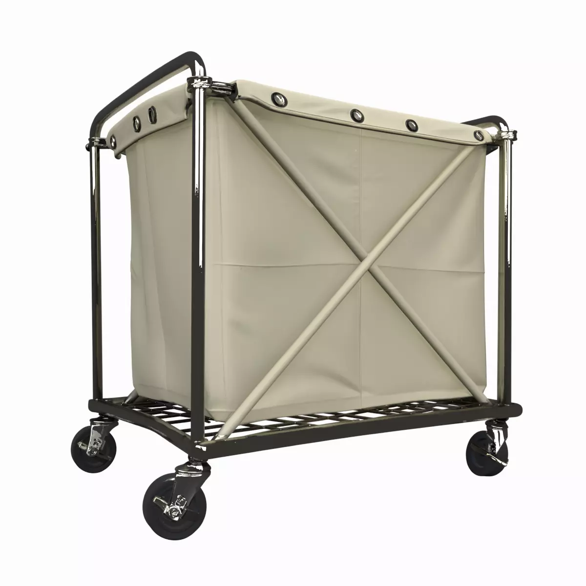 3D Model Hospital Laundry Cart Chrome Frame Removable 3D model