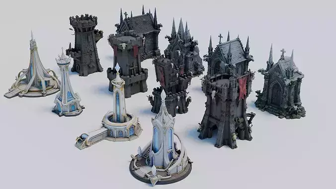 Stylized Dark Fantasy and Elven Architecture Asset