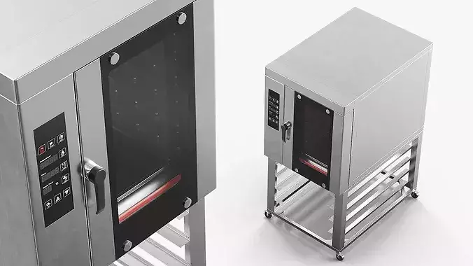 Commercial Convection Oven with Mobile Stand 3D model 4