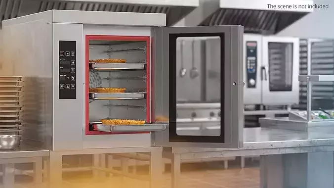 Commercial Convection Oven with Mobile Stand 3D model 3