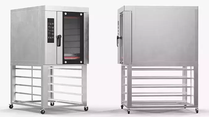 Commercial Convection Oven with Mobile Stand 3D model 2