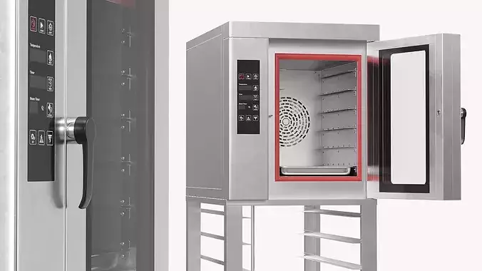 Commercial Convection Oven with Mobile Stand 3D model 6