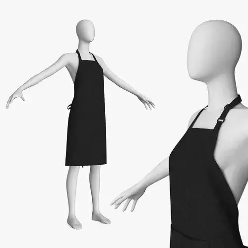 Black Cooking Apron on Female Mannequin 3D model