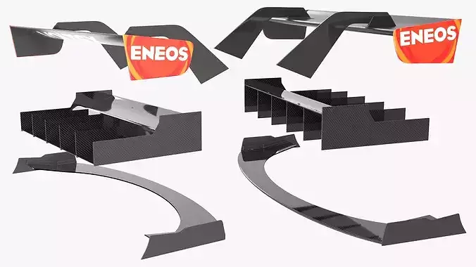 Voltex Aero Spoiler with Diffuser Elements Set 3D model 4