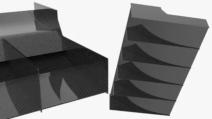 Voltex Aero Spoiler with Diffuser Elements Set 3D model 7