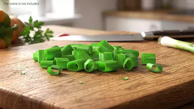 Pile of Chopped Green Onion Rings 3D model 3