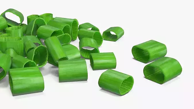 Pile of Chopped Green Onion Rings 3D model 7