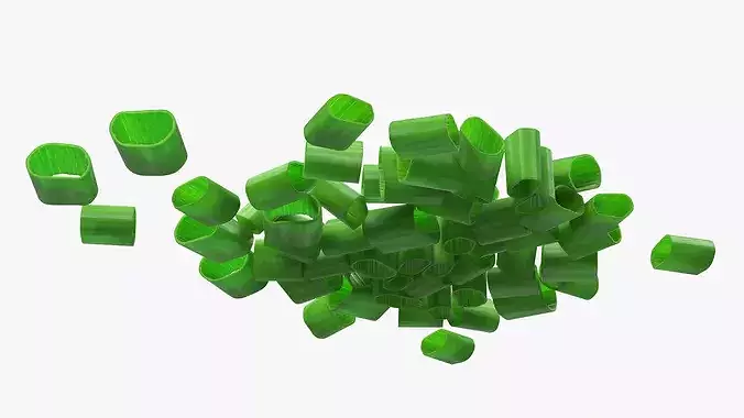 Pile of Chopped Green Onion Rings 3D model 6