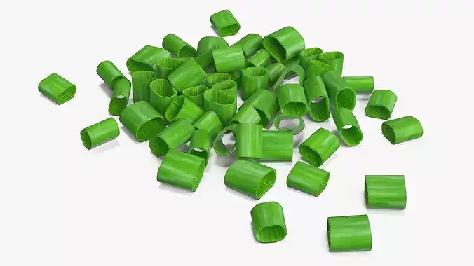 Pile of Chopped Green Onion Rings 3D model 4