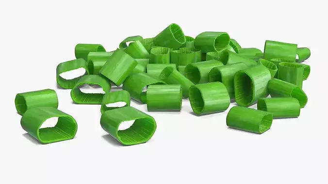 Pile of Chopped Green Onion Rings 3D model 2