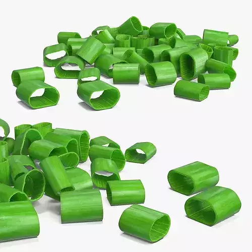 Pile of Chopped Green Onion Rings 3D model