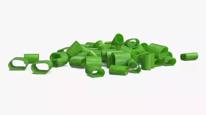 Pile of Chopped Green Onion Rings 3D model 5