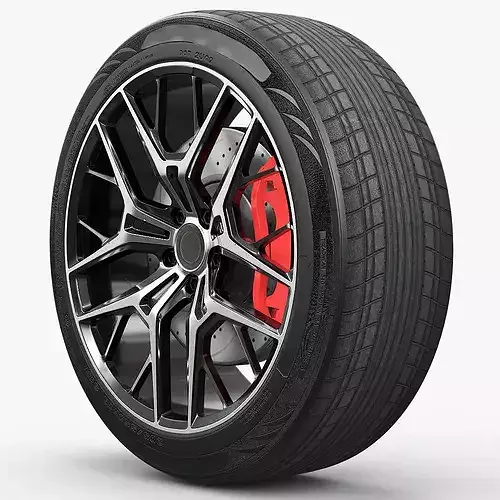 Modern Car Alloy Rim Multi Spoke Silver 3D model