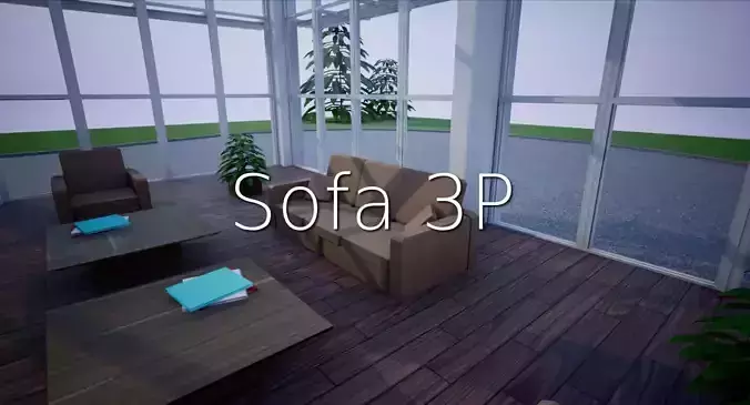Sofa 3p SHC Quick Office LM Low-poly 3D model