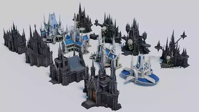 Gothic Necromancer and Elven Temple Architecture Kit