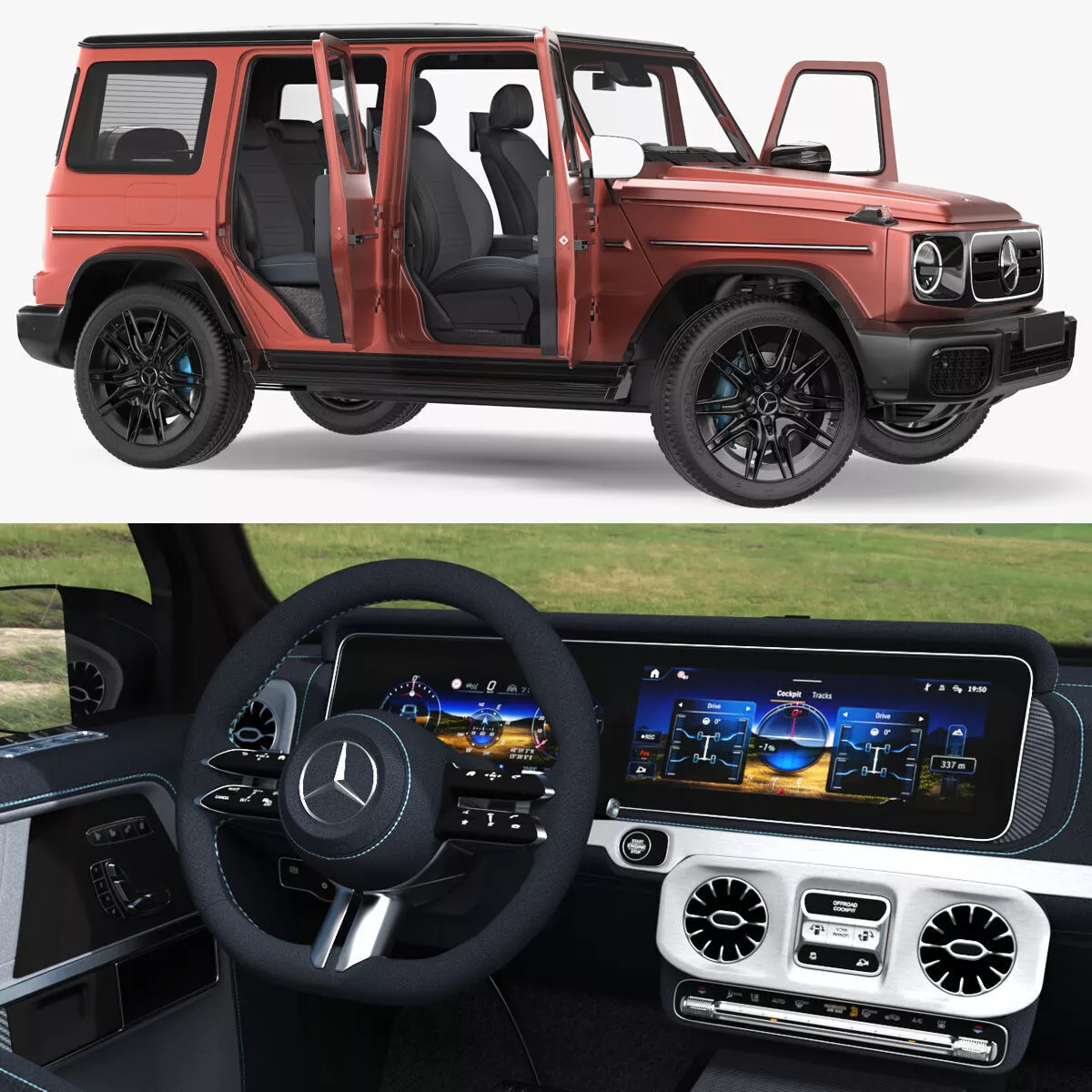 Mercedes-Benz G580 2025 Red Rigged for Cinema 4D 3D model