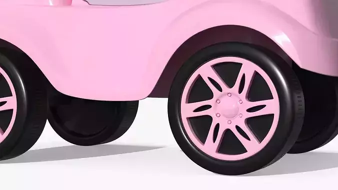 Baby Push Car with Steering Wheel Pink 3D model 7