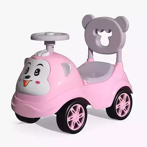 Baby Push Car with Steering Wheel Pink 3D model