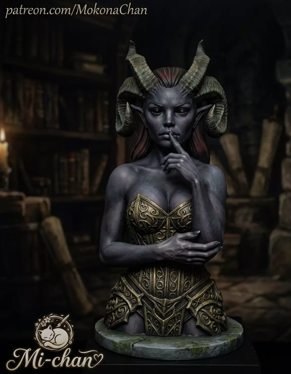 Succubus of Secrets Female Demon Bust Pre supported Resin 3D print model