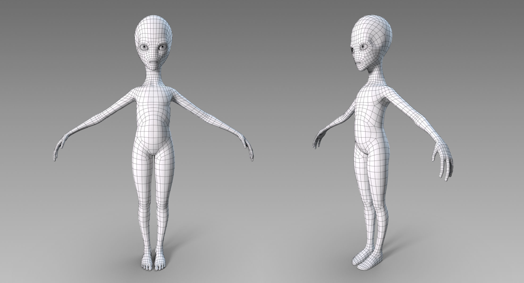 Grey Alien Low-poly 3D model_18