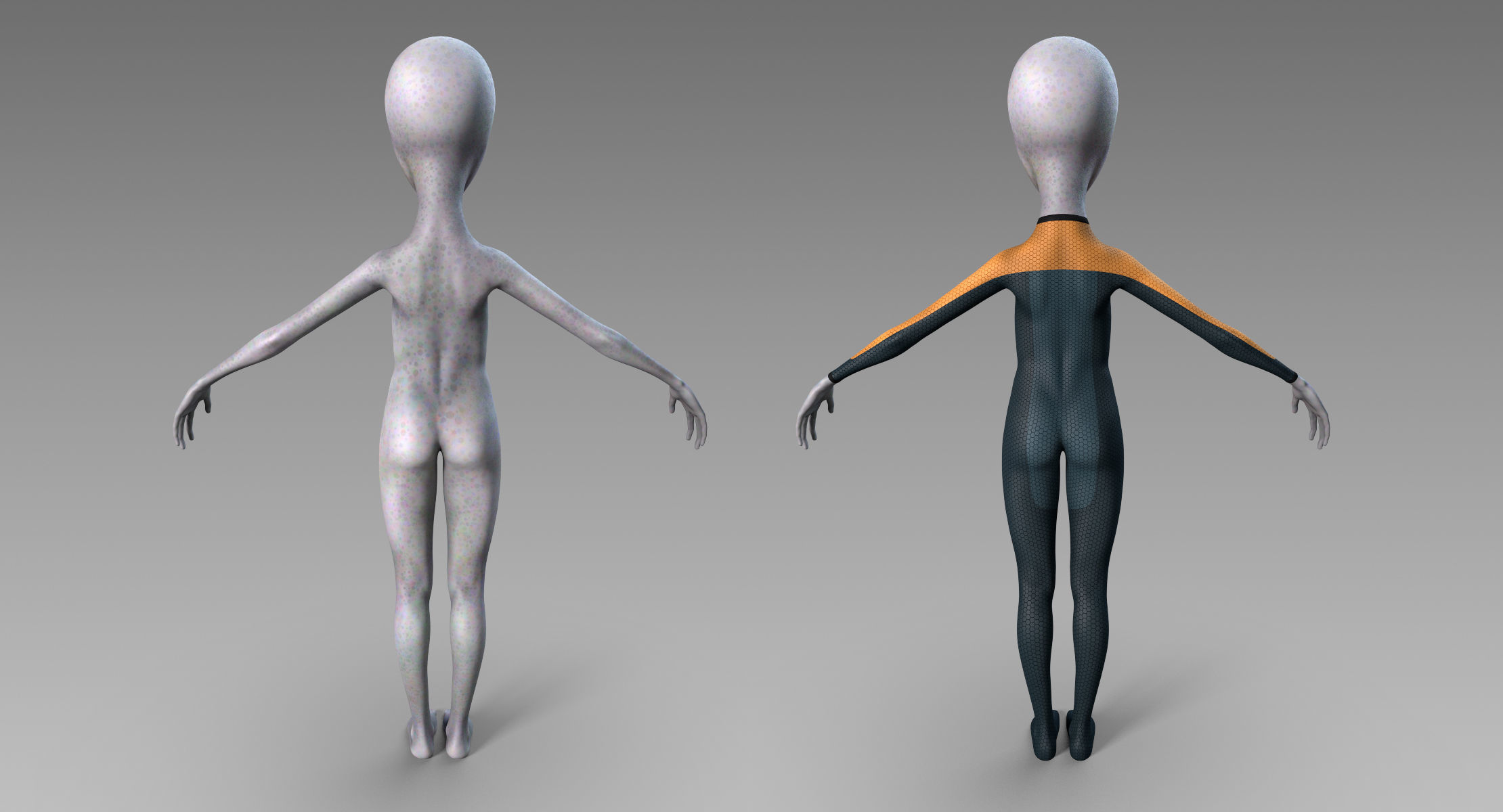 Grey Alien Low-poly 3D model_7