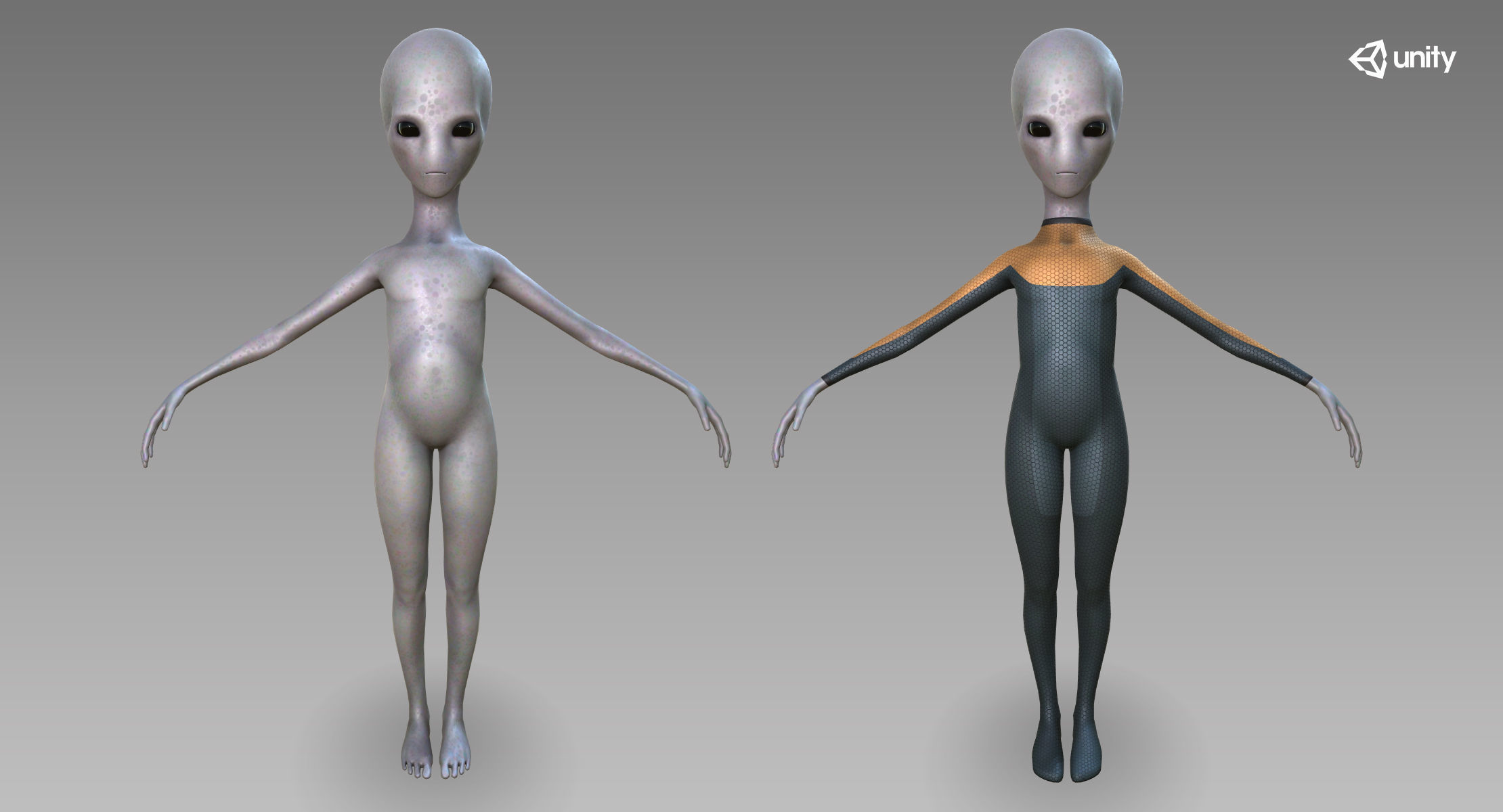 Grey Alien Low-poly 3D model_10
