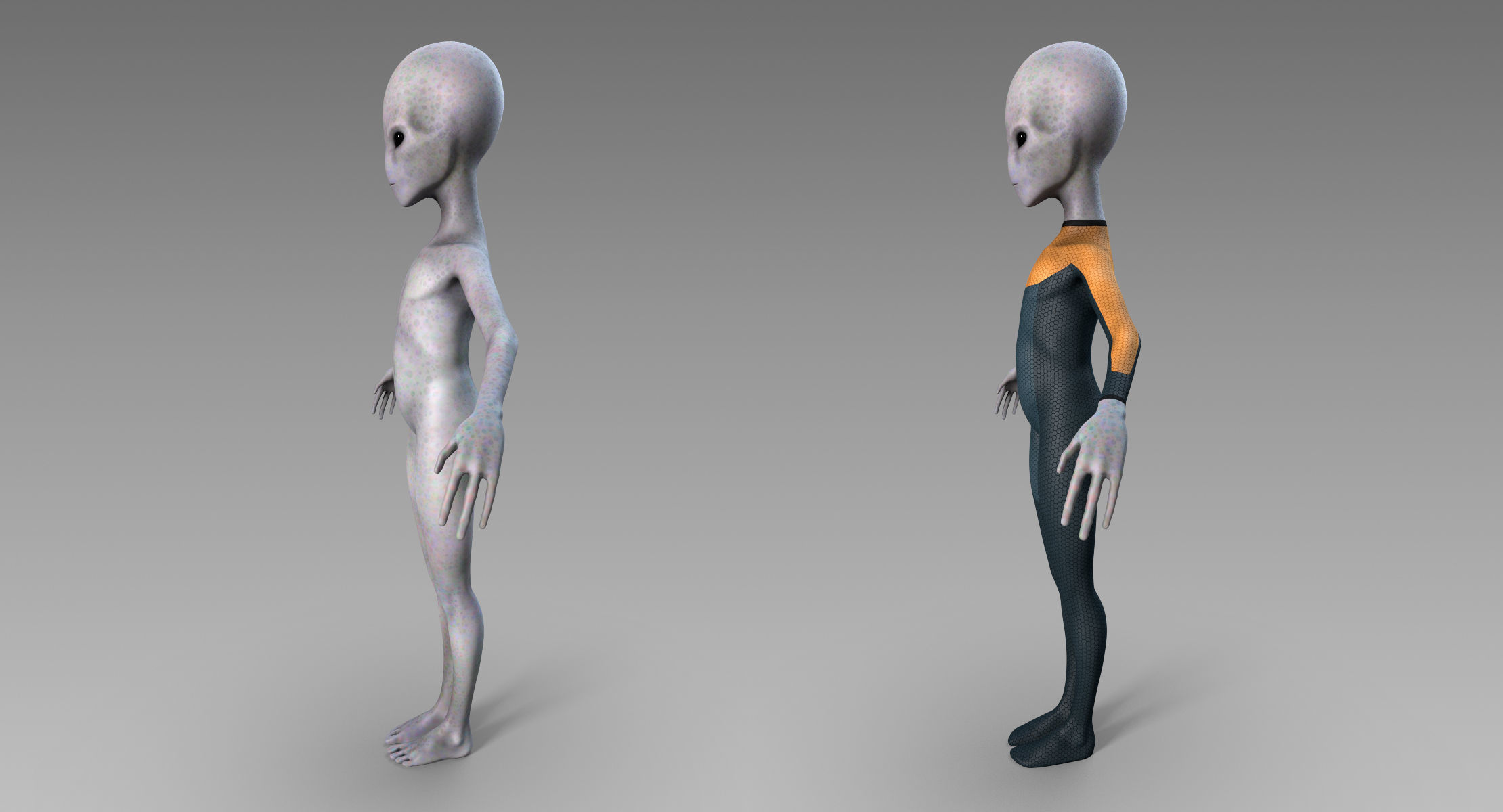 Grey Alien Low-poly 3D model_5