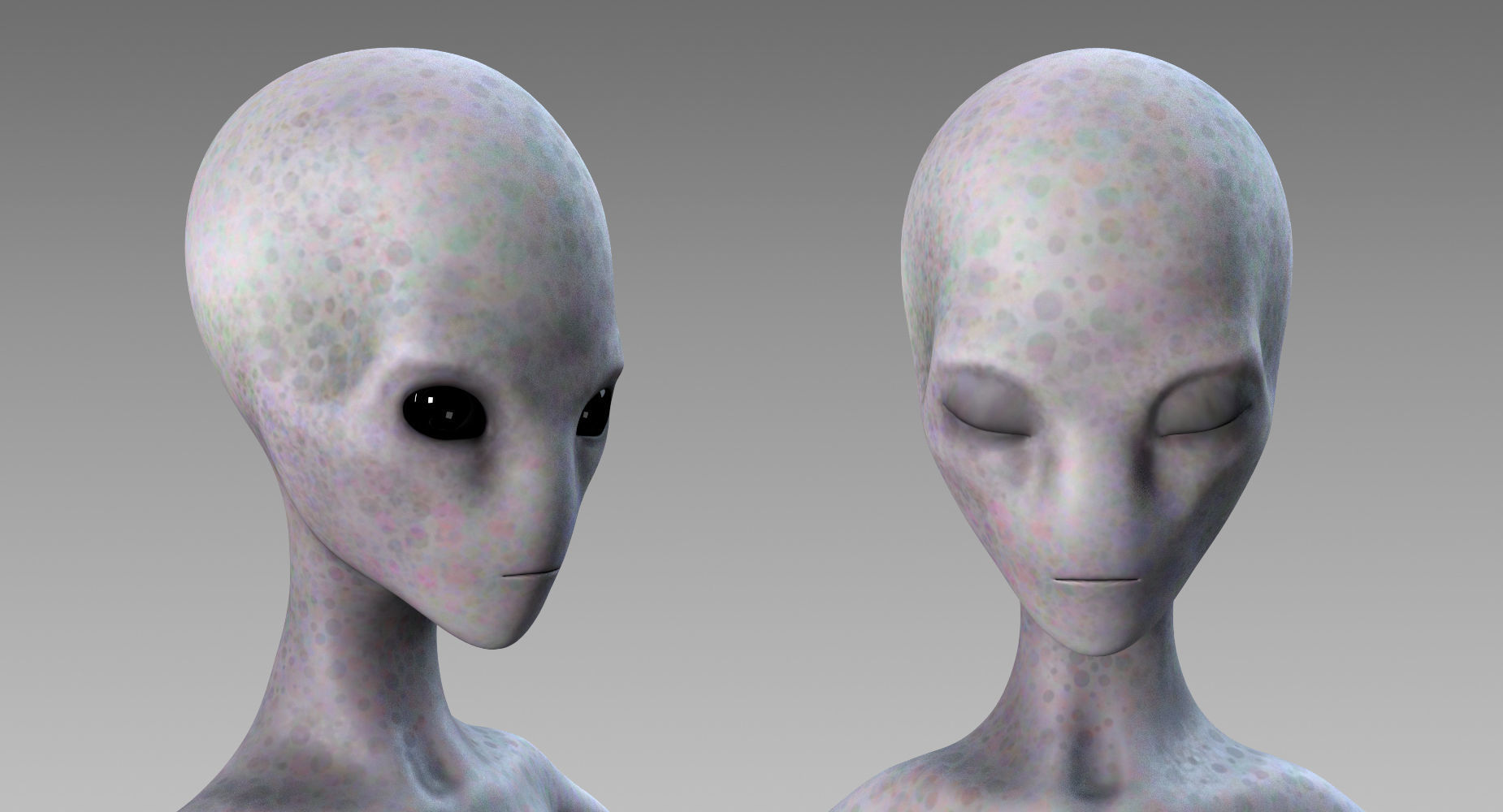 Grey Alien Low-poly 3D model_8