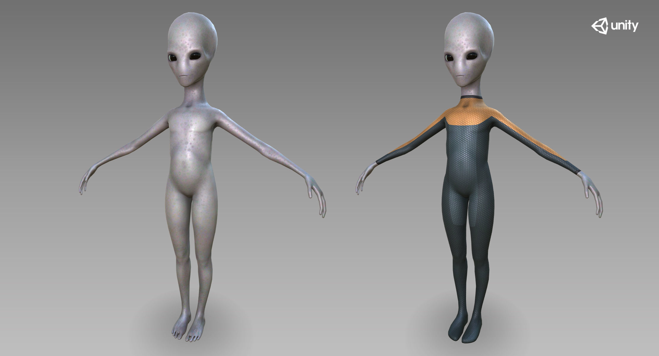 Grey Alien Low-poly 3D model_11