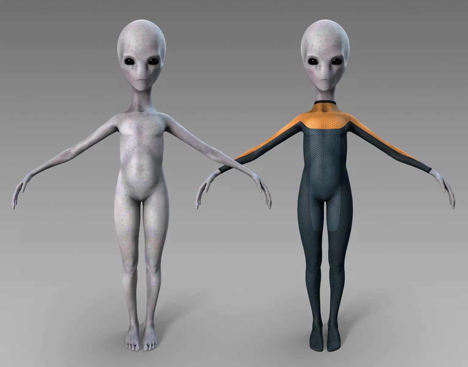 Grey Alien Low-poly 3D model_0