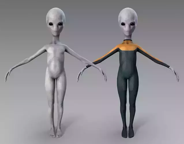 Grey Alien Low-poly 3D model