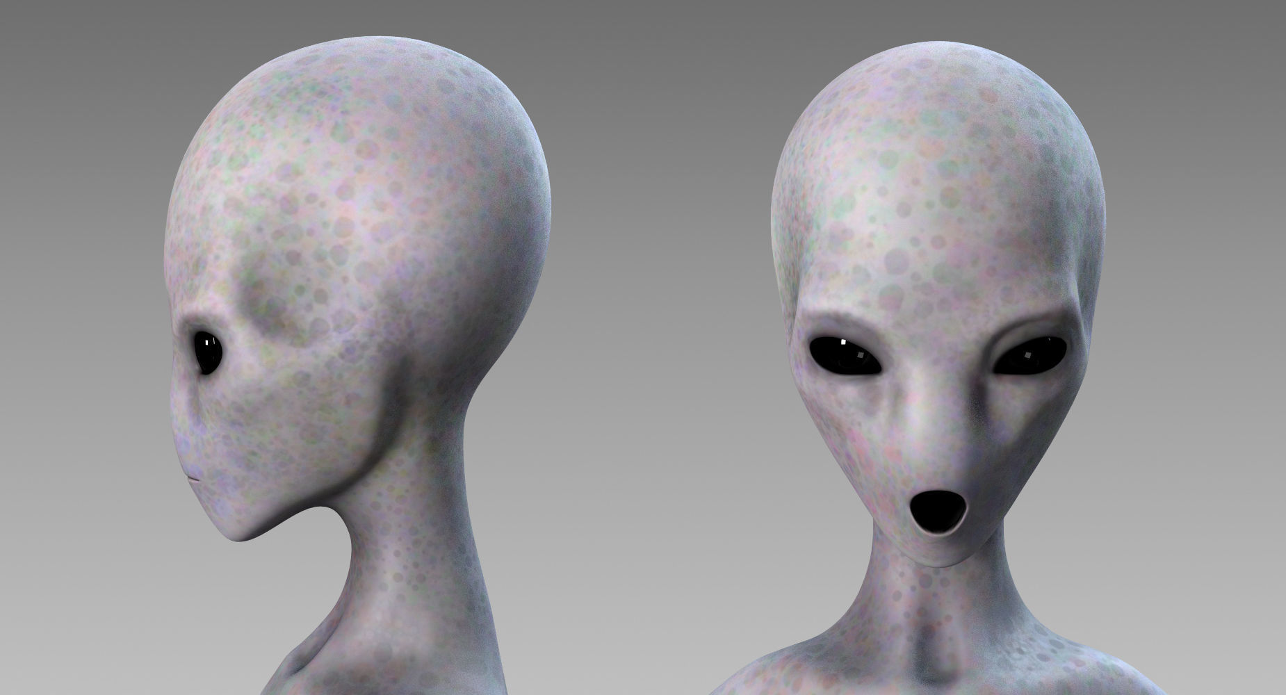 Grey Alien Low-poly 3D model_9