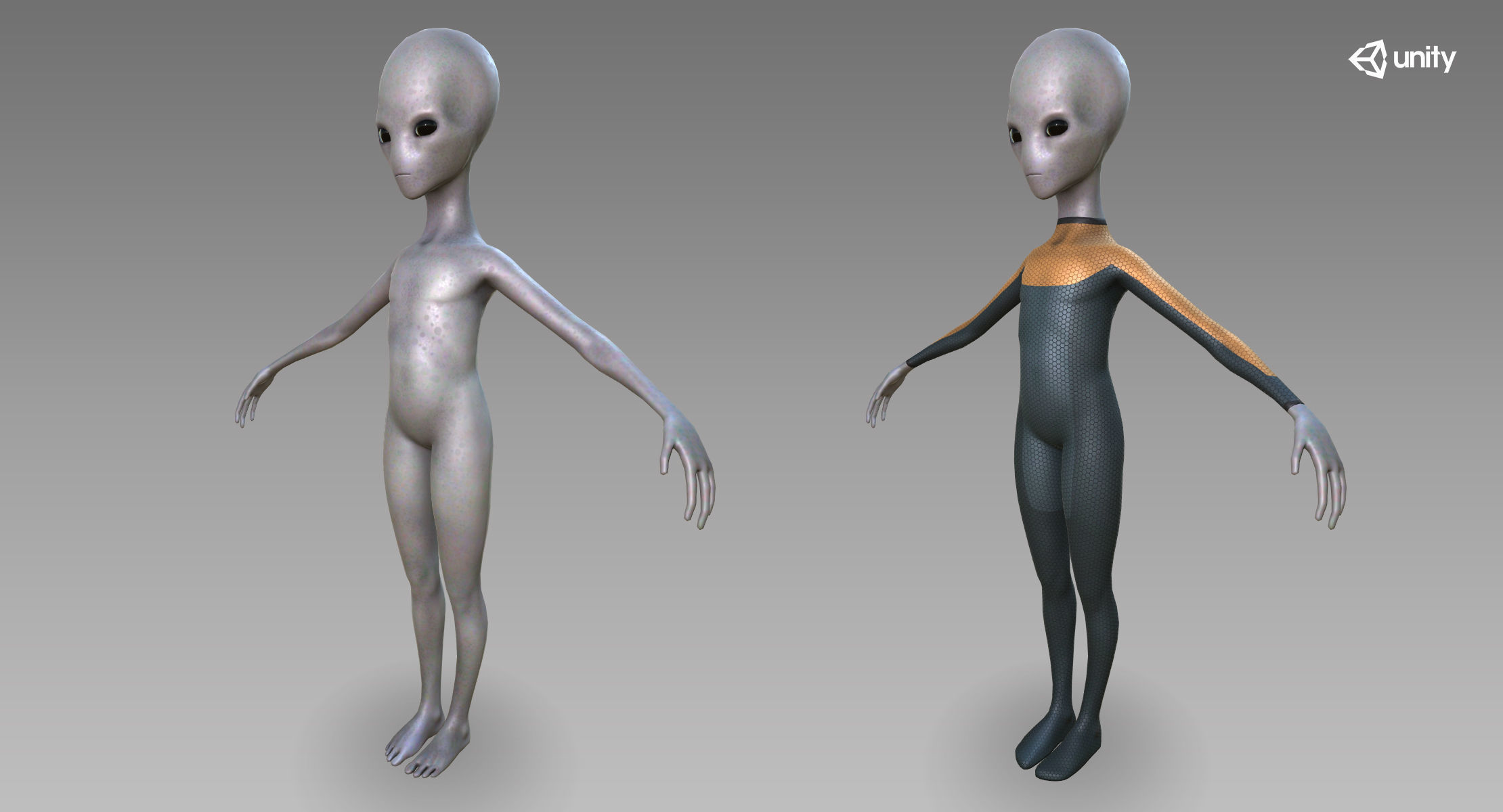 Grey Alien Low-poly 3D model_12