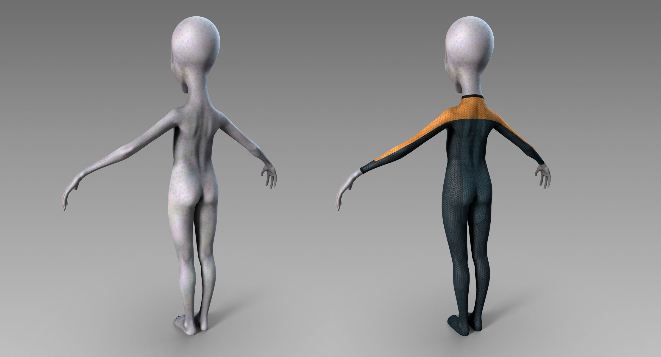 Grey Alien Low-poly 3D model_6