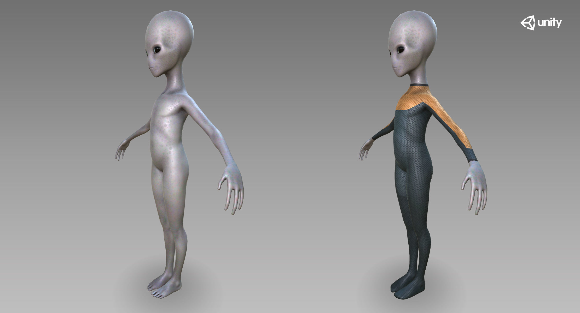 Grey Alien Low-poly 3D model_13