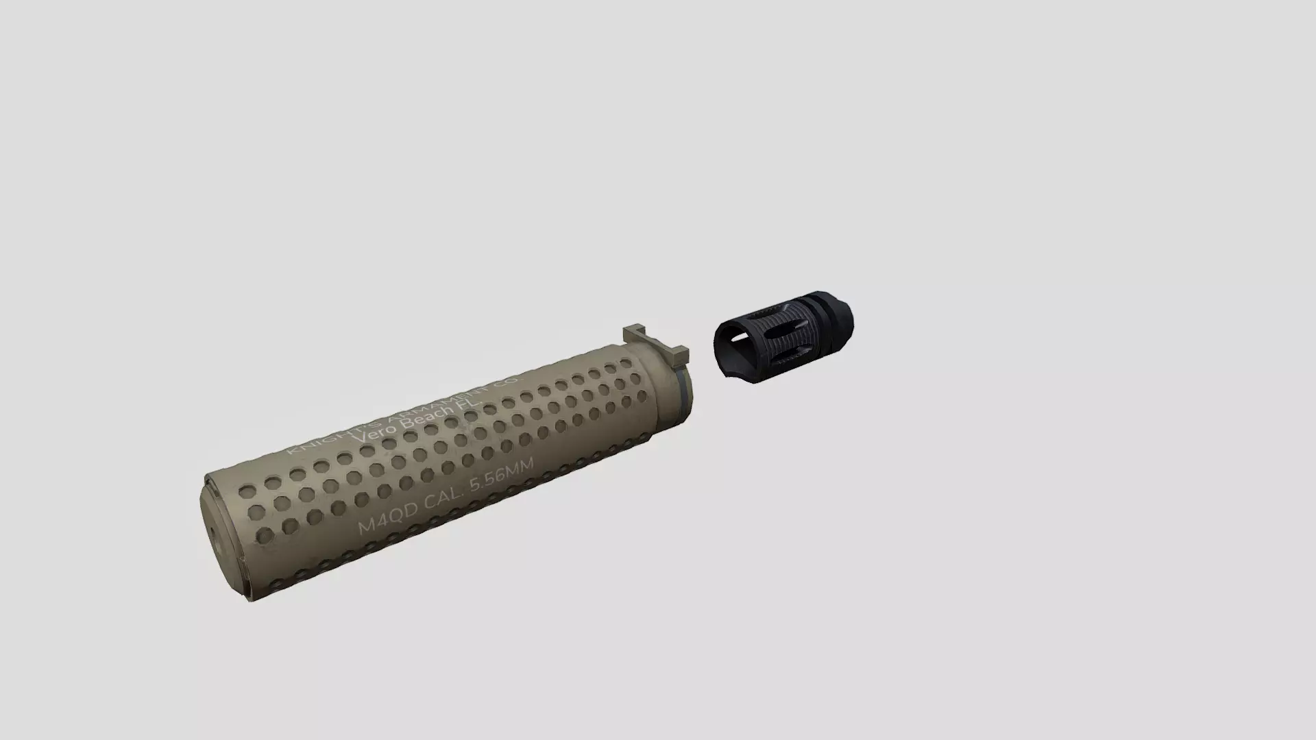 KAC M4QD QDSS NT4 Suppressor and Flash Hider Low-poly 3D model