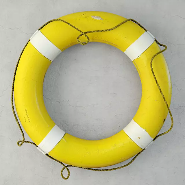 1950s Yellow and White Life Preserver 2 3D model_0