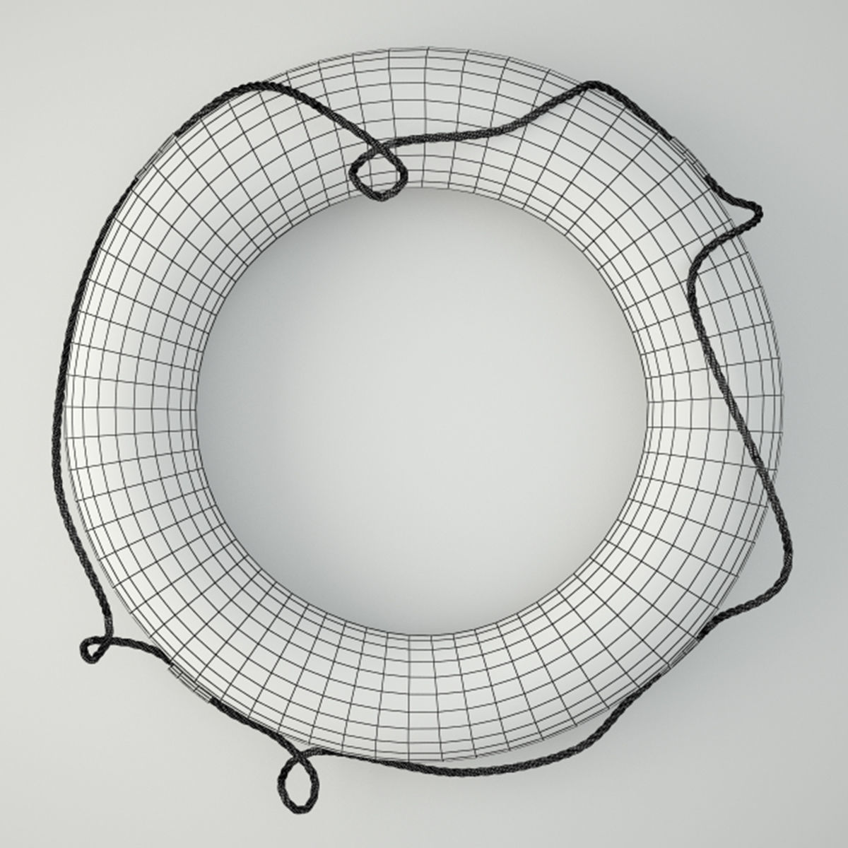 1950s Yellow and White Life Preserver 2 3D model_1