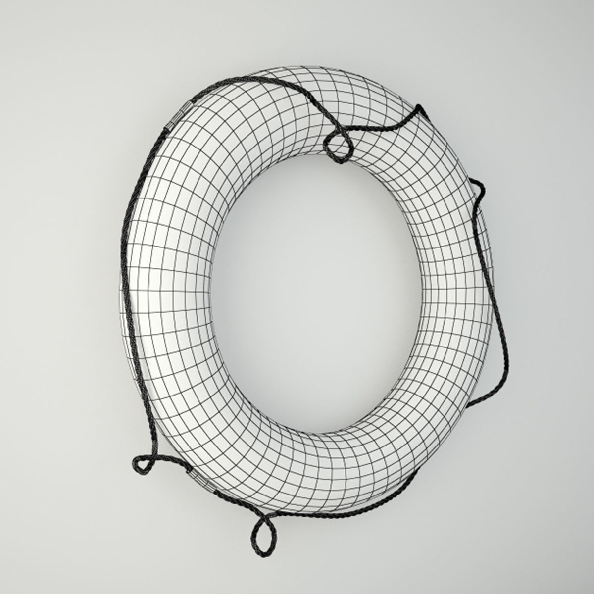 1950s Yellow and White Life Preserver 2 3D model_3