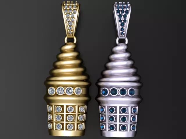 Luxury Ice Cream Cone Pendant Set 3D print model