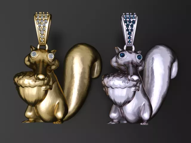 Luxury Squirrel Pendant with Acorn 3D print model