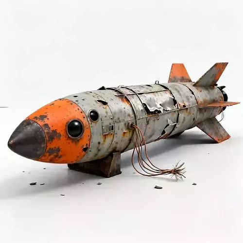 Realistic Damaged Missile 3D Model