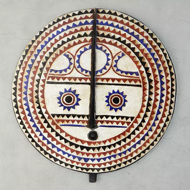 Baule Tribe Moon Mask Cote D Ivoire 3D model_0