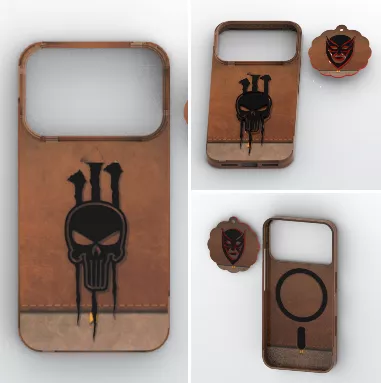 Rugged Leather Style Phone Case Keychain 3D Files 3D print model