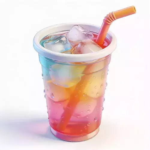 Stylized 3D Refreshing Iced Drink Model
