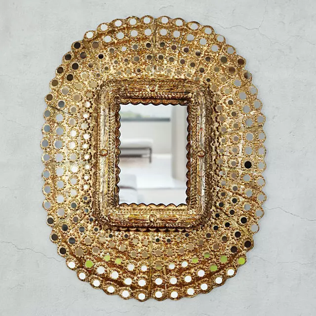 Gilt Wood Moorish Peacock Mirror 3D model_0