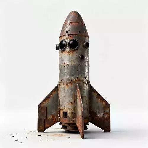 Realistic Rusty Rocket Ship 3D Model