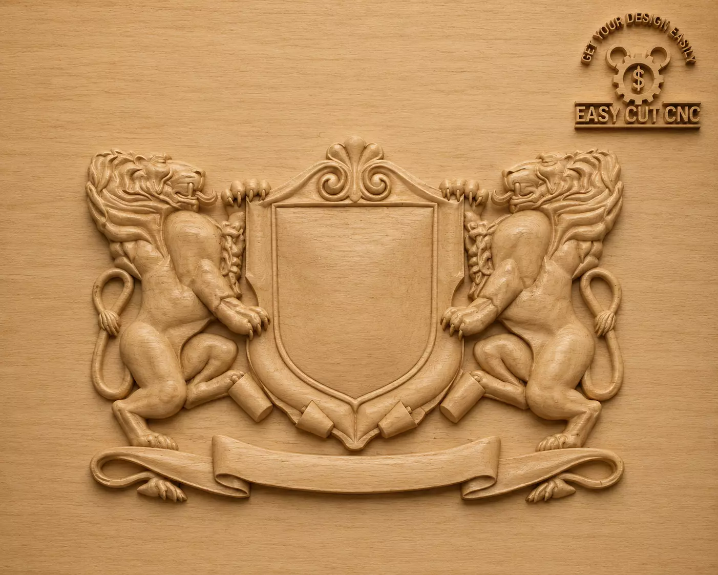 Royal Lion Crest Shield 3D CNC STL Model 3D model