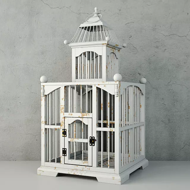 White Decorative Cage by ZARA HOME 3D model_0